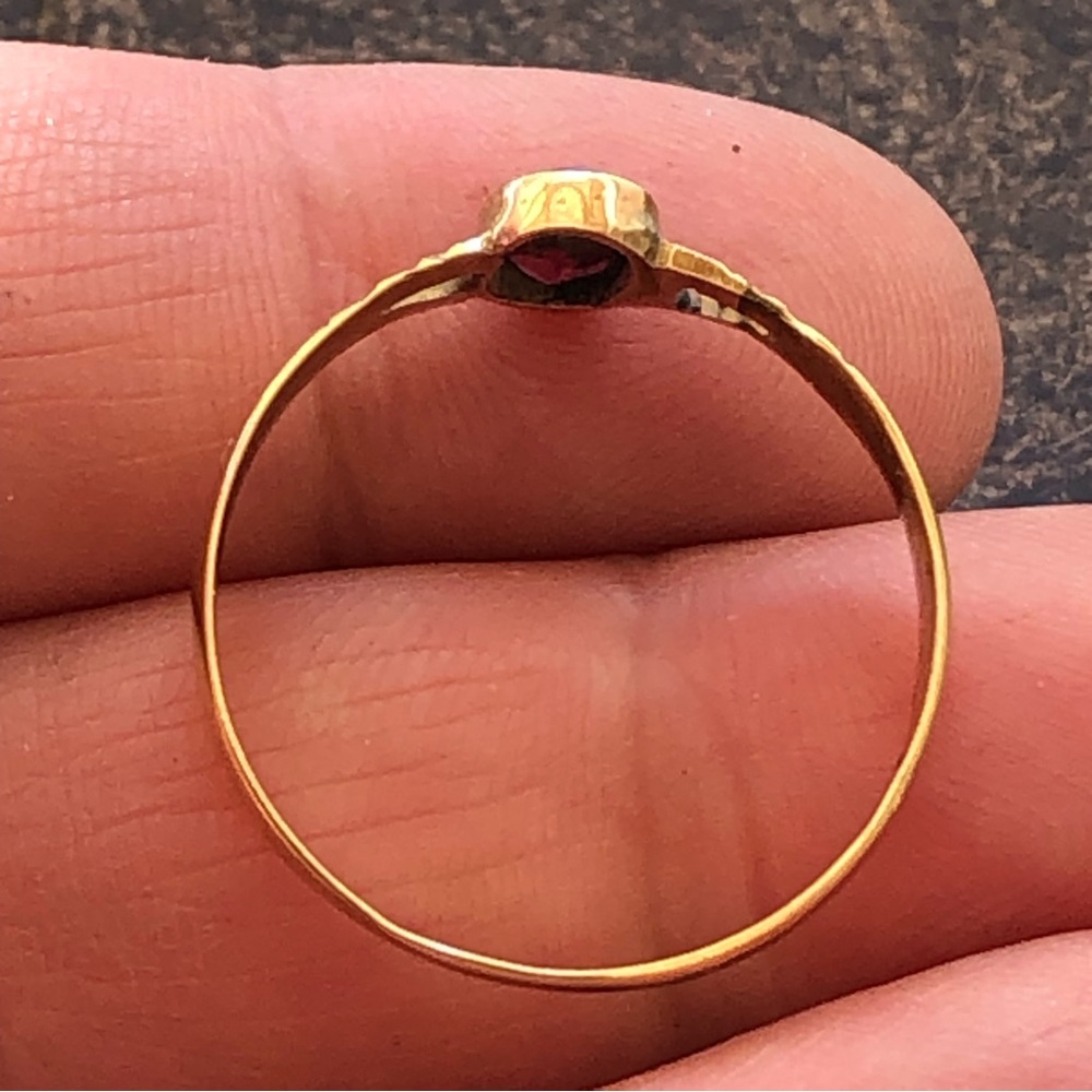 Antique 14k Yellow Gold Rhodolite Garnet Ring - Picture 5 of 13